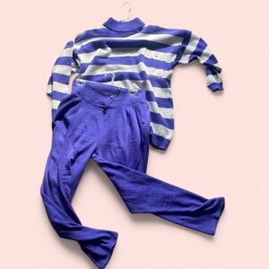 Vintage Purple and White 80s pant and sweater set